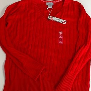 NWT XL JCP Red V-Neck Sweater